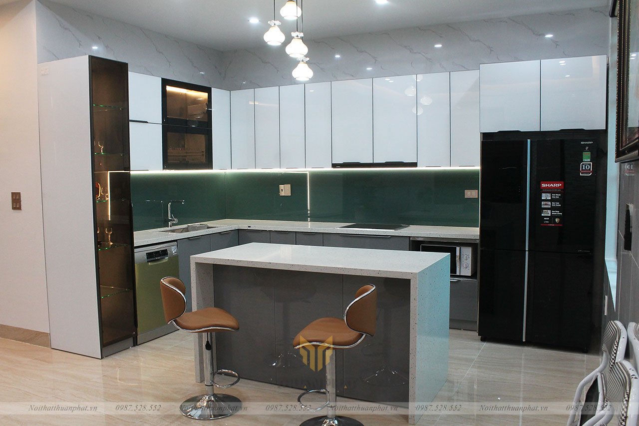 Tủ bếp inox cánh kính - LUXURY VERSION nhà cô Bích, Phú Thọ