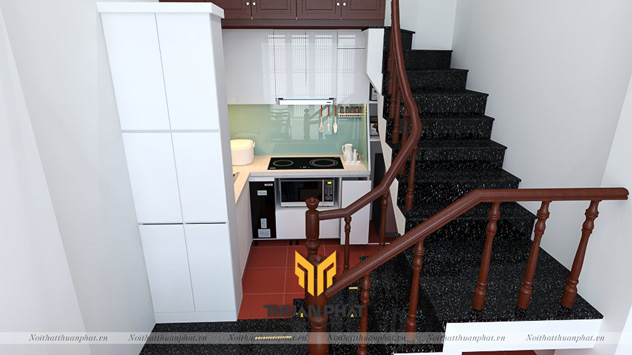 Tủ bếp Acrylic màu trắng cho nhà bếp nhỏ