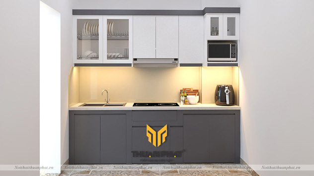 Tủ bếp Acrylic với khung bê tông có sẵn