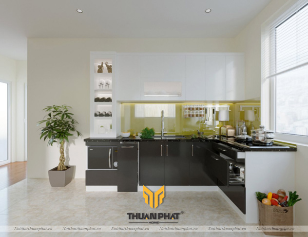 Tủ Bếp Acrylic Chữ L đơn giản mà đẹp