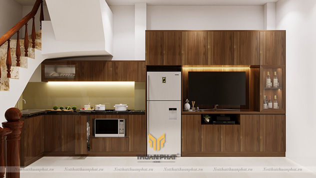 Tủ Bếp Acrylic dưới gầm cầu thang