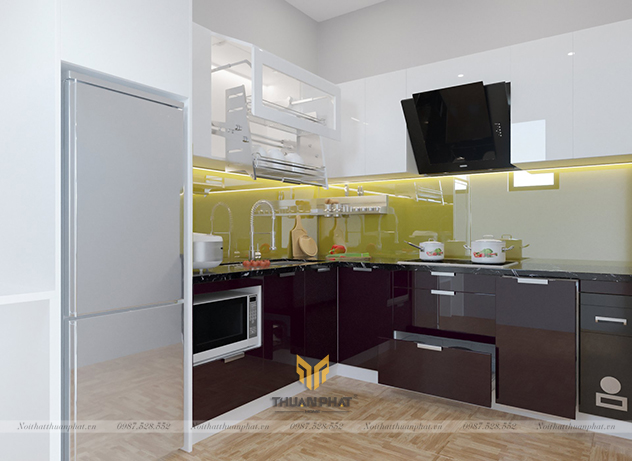 Tủ Bếp Acrylic hình chữ L AC176