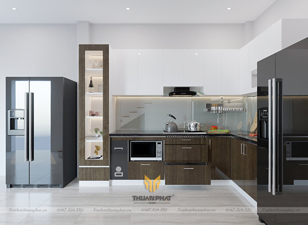 Tủ Bếp Acrylic kèm tủ kho AC177