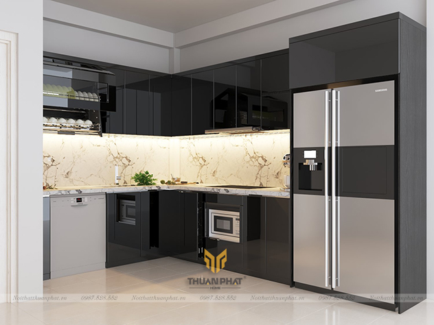 Tủ Bếp Acrylic màu đen độc lạ