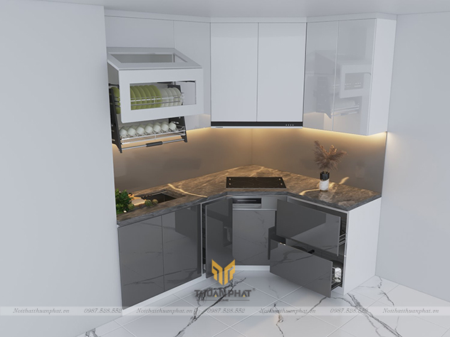 Tủ Bếp Acrylic hình chữ L AC207