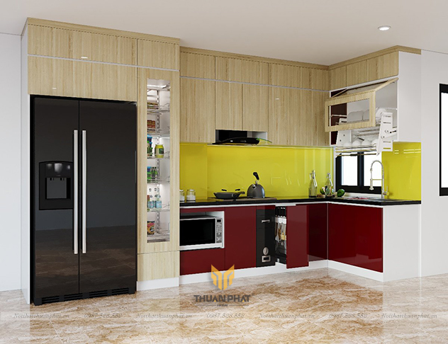 Tủ Bếp Acrylic phối màu lạ mắt