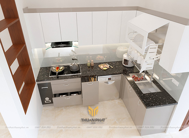 Tủ Bếp Acrylic hình chữ L AC213
