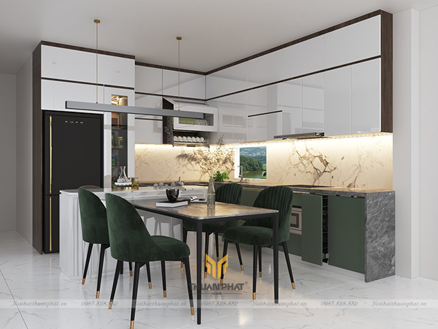 Tủ Bếp Acrylic hình chữ L AC218