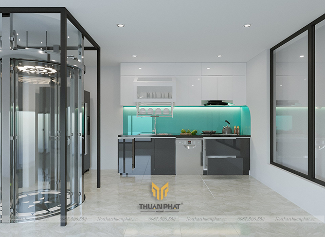 Tủ Bếp Acrylic phối màu lạ mắt