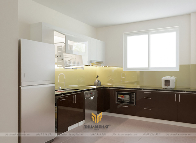 Tủ bếp inox cánh Acrylic mới