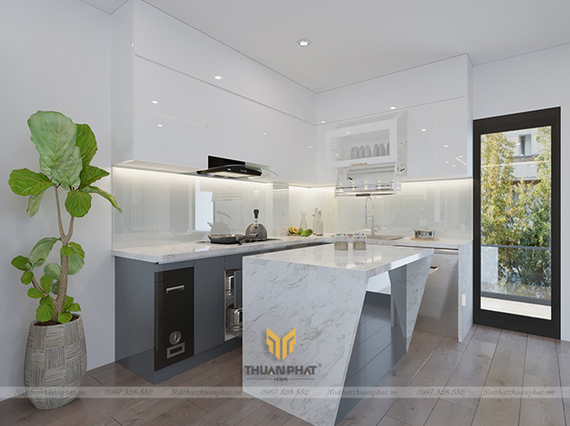 Tủ bếp inox cánh Acrylic