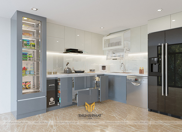 Tủ bếp inox cánh Acrylic