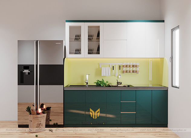 Tủ bếp inox cánh Acrylic nhỏ