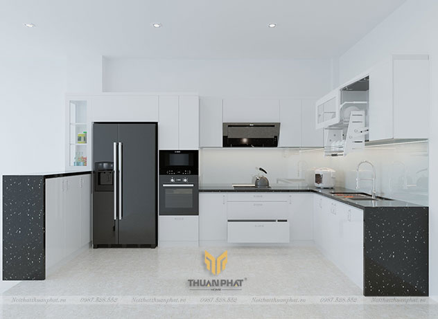 Tủ bếp nhựa Acrylic có quầy bar