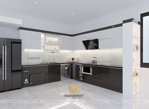 Tủ bếp nhựa Acrylic siêu rộng