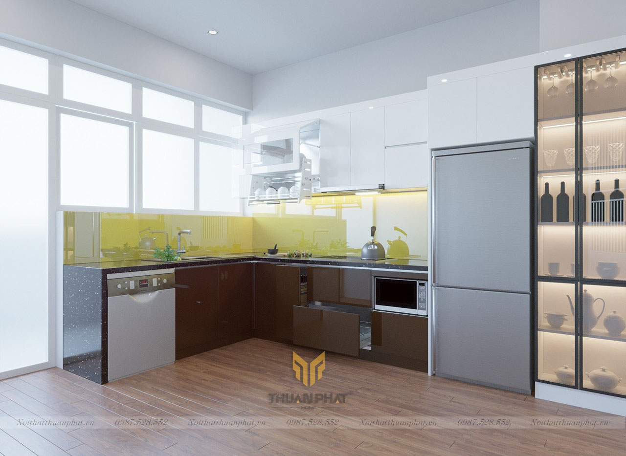 Tủ Bếp Acrylic chữ L AC328