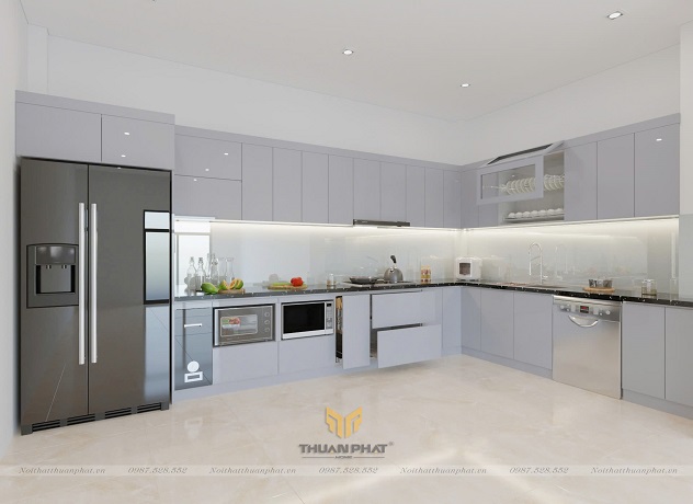 Tủ Bếp Acrylic kiểu dáng chữ L AC339