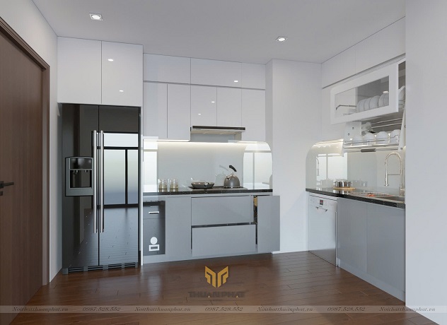 Tủ Bếp Acrylic thiết kế kịch trần AC354