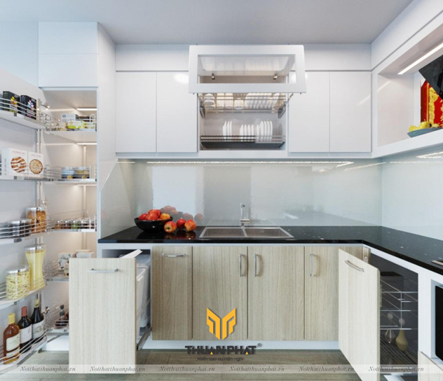 Tủ bếp nhựa Laminate kết hợp Acrylic