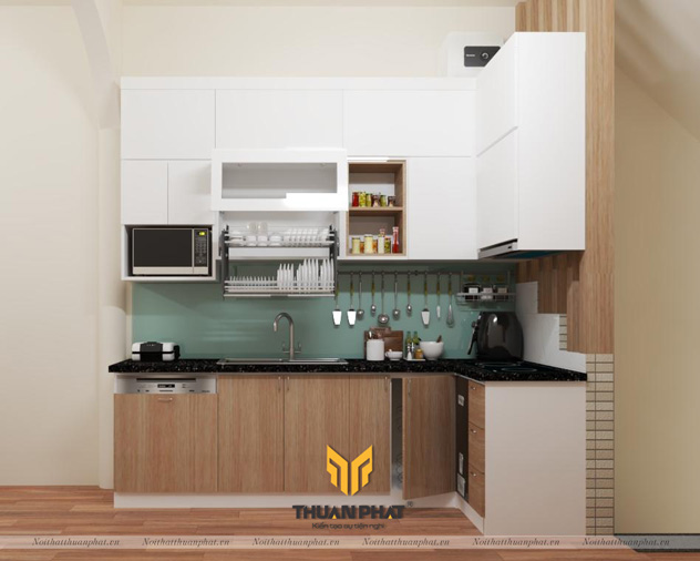 Tủ bếp nhựa Laminate kết hợp Acrylic