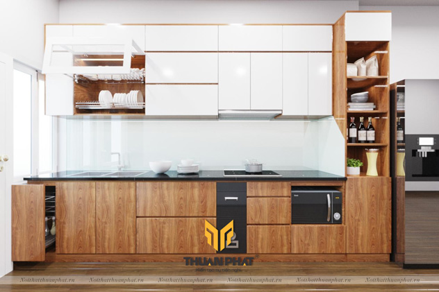 Tủ Bếp nhựa Laminate kết hợp Acrylic