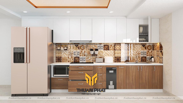Tủ bếp nhựa Laminate kết hợp Acrylic LA01