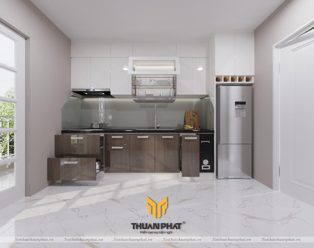 Tủ Bếp Acrylic vân gỗ
