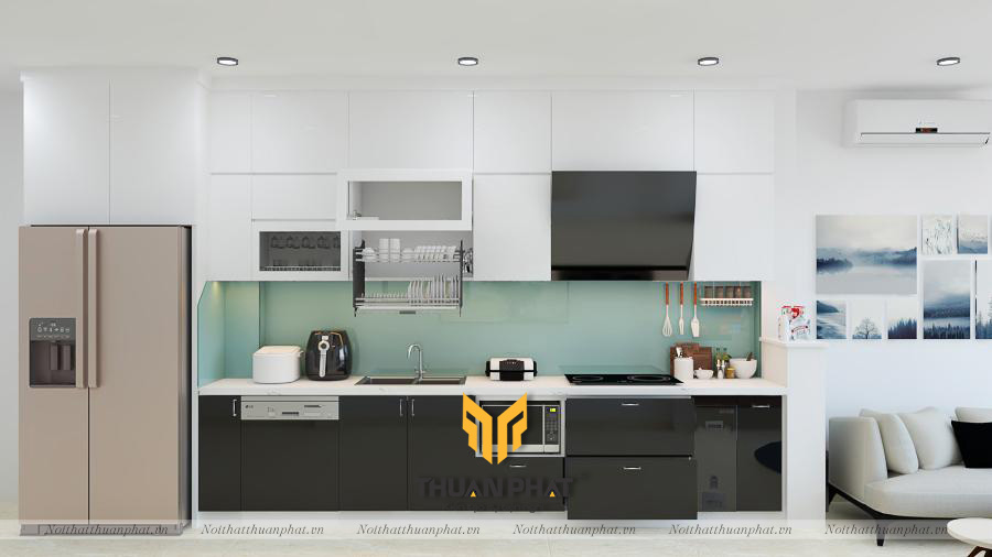 Tủ Bếp Acrylic với quầy bar nhỏ