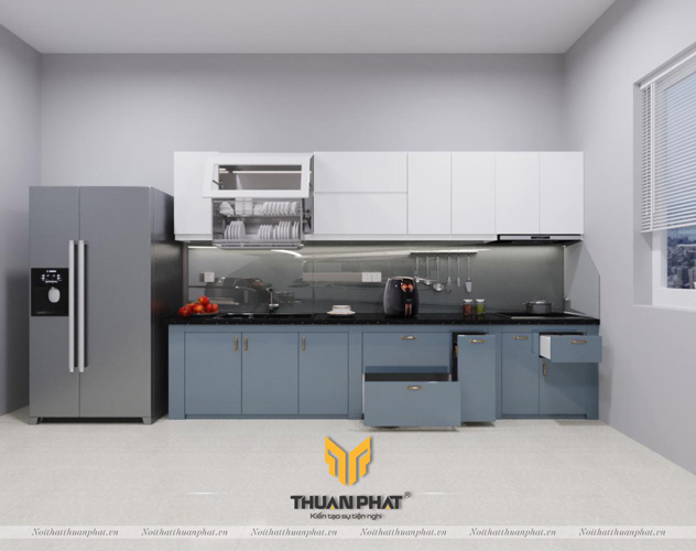 Tủ Bếp Acrylic khung bê tông có sẵn