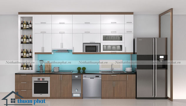 Tủ bếp Laminate kết hợp Acrylic LA08