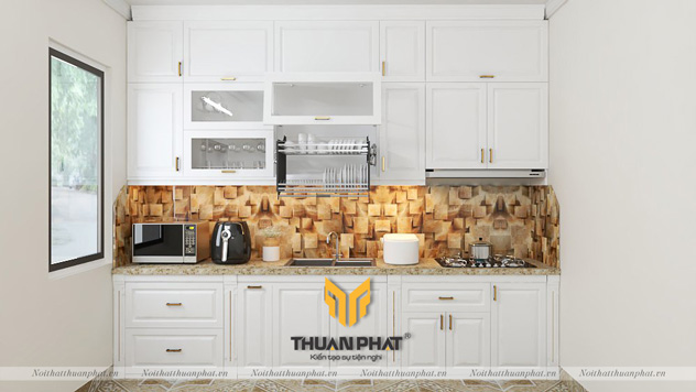 Tủ bếp MDF phun sơn trắng