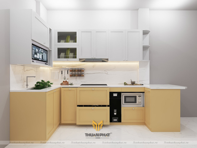 Tủ bếp MDF phun sơn MDF19