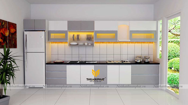 Tủ bếp MDF phun sơn MDF2