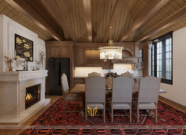 Tủ bếp gỗ Óc Chó chữ i OC22