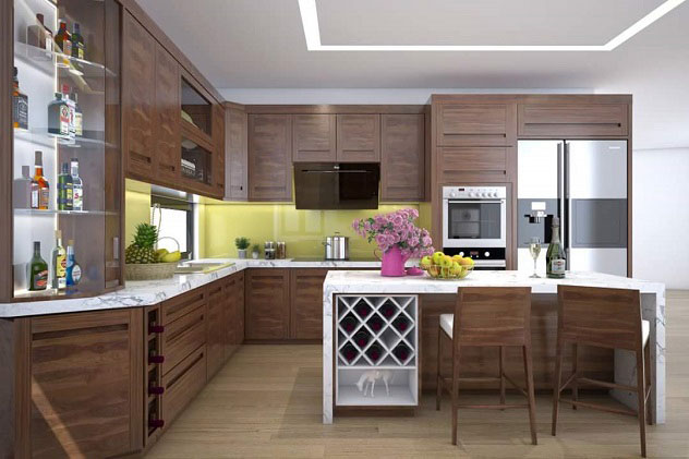 Tủ bếp Gỗ Óc Chó OC07