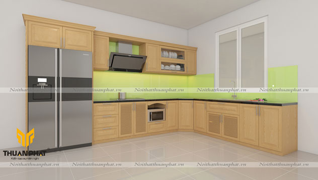 Tủ bếp gỗ sồi mỹ SM01