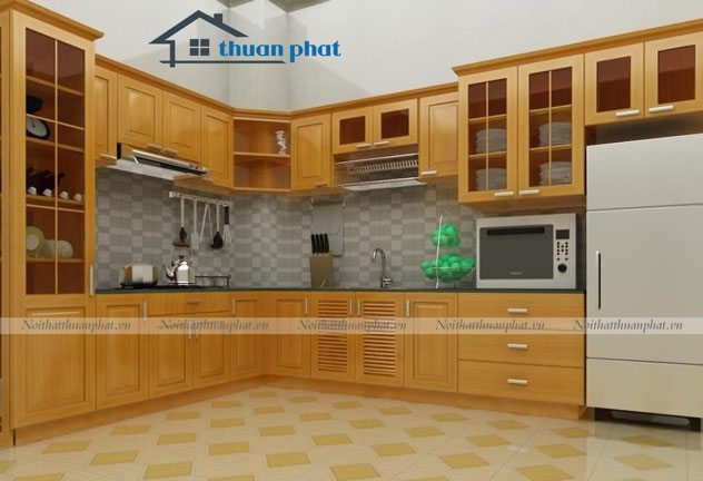 Tủ Bếp Gỗ Sồi Mỹ SM04