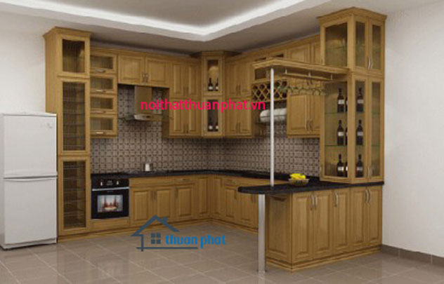 Tủ Bếp Gỗ Sồi Mỹ SM05