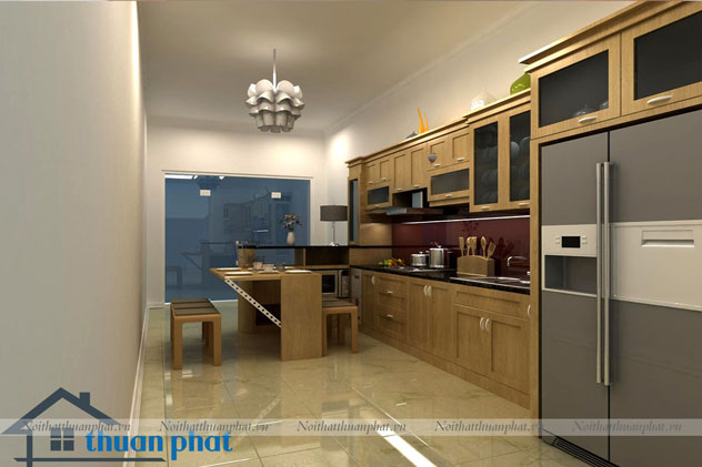 Tủ Bếp Gỗ Sồi Mỹ SM06