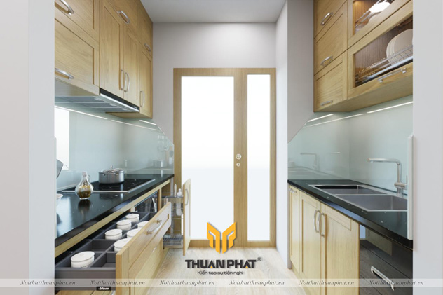 Tủ Bếp Gỗ Sồi Nga SN13