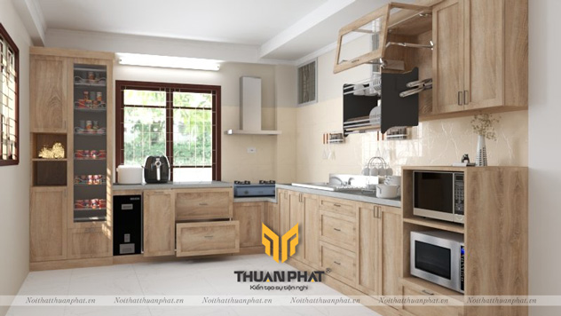 Tủ Bếp Gỗ Sồi Nga hiện đại
