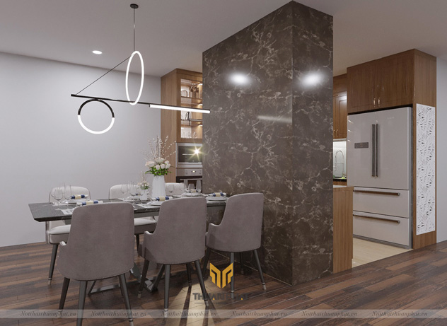 Tủ bếp gỗ Sồi Nga cho căn hộ chung cư