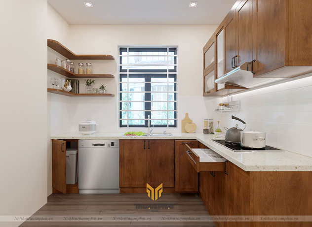 Tủ Bếp Gỗ Sồi Nga hiện đại