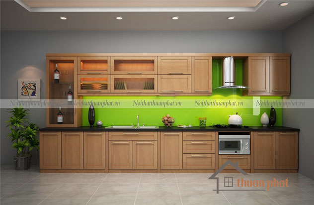 Tủ Bếp Gỗ Sồi Nga SN02