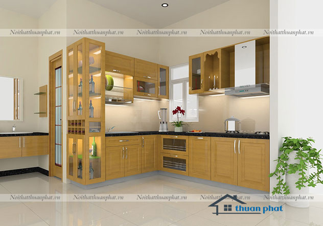 Tủ Bếp Gỗ Sồi Nga SN06