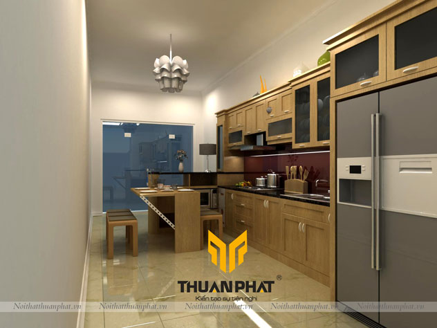 Tủ Bếp Gỗ Sồi Nga SN07