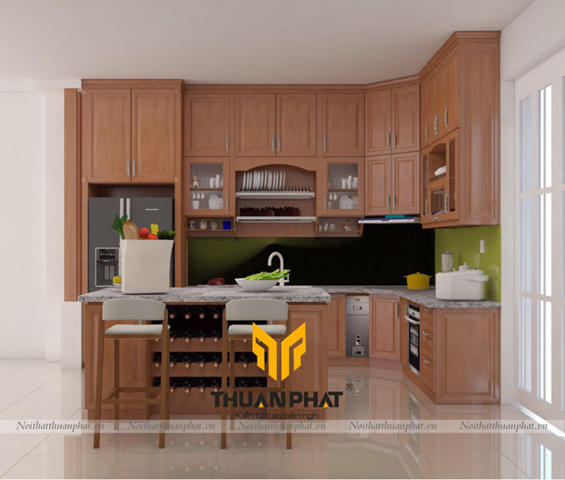 Tủ Bếp Gỗ Xoan Đào HAGL XD08