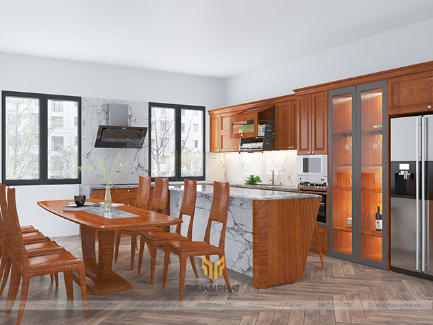 Tủ Bếp Gỗ Xoan Đào HAGL XD27