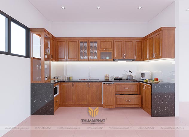 Tủ bếp gỗ Xoan Đào đẹp hiện đại
