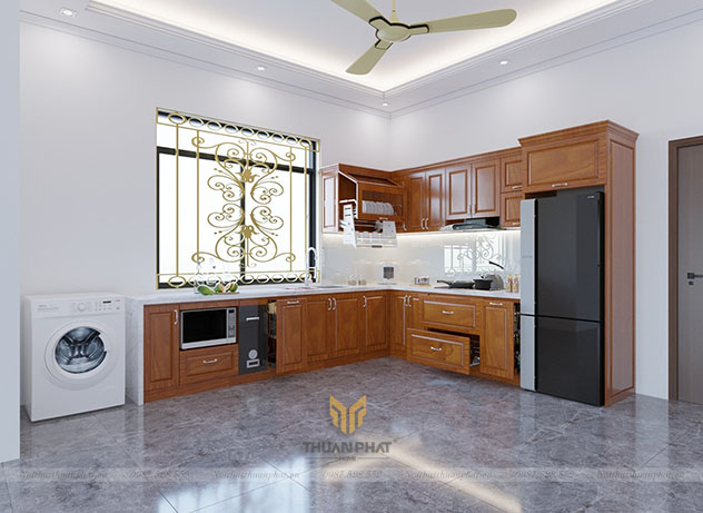 Tủ bếp gỗ Xoan Đào đẹp XD32